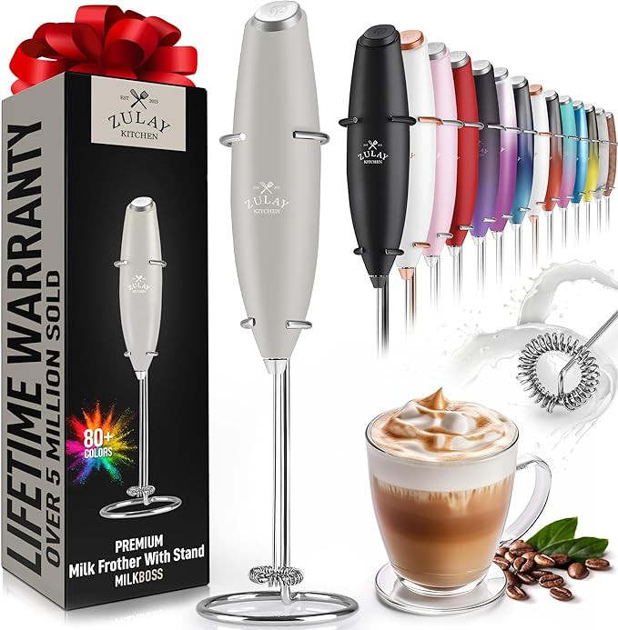 Zulay Kitchen Powerful Milk Frother Wand - Ultra Fast Handheld Drink Mixer - Electric Whisk Foam ... | Amazon (US)