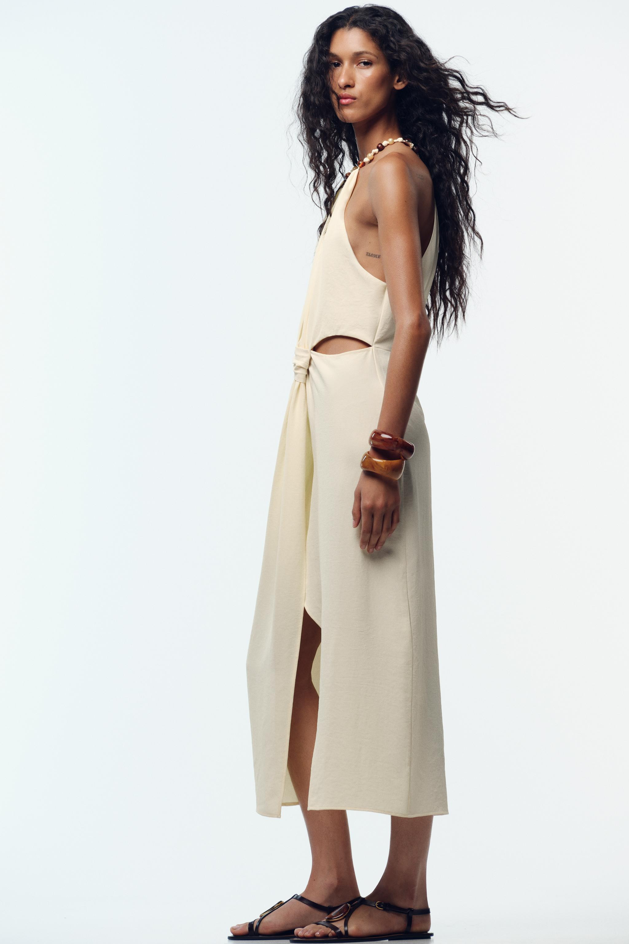 MIDI CUT-OUT DRESS WITH KNOT | Zara UK