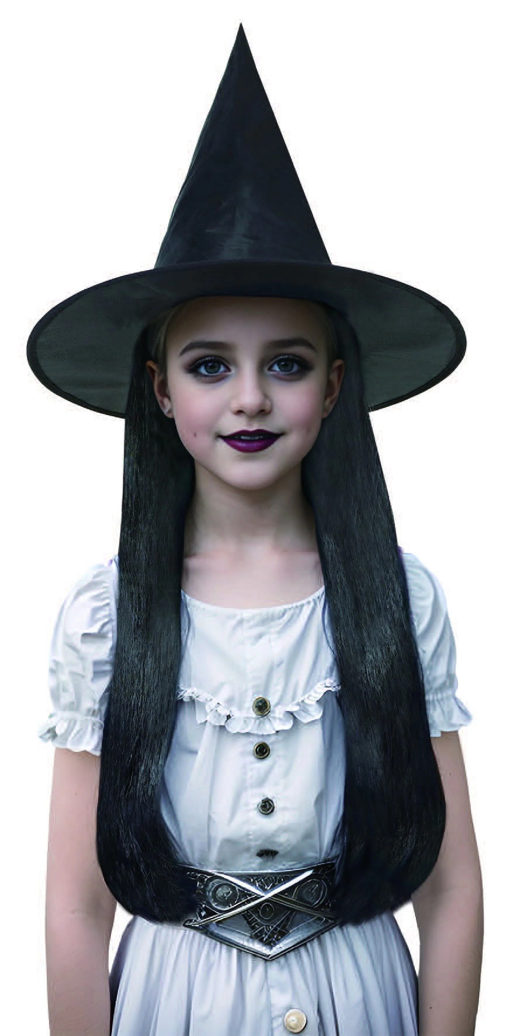 Witch Hat with Hair, Halloween Accessory for Children, Black, One Size fit for Boy or Girl, by Wa... | Walmart (US)