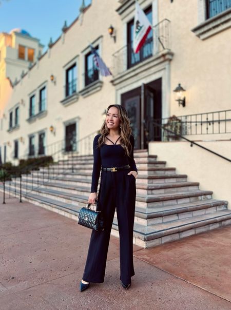 All black dinner outfit - petite friendly trousers that are under $40 and no alterations - wearing size XS short 

#LTKworkwear #LTKfindsunder50 #LTKsalealert