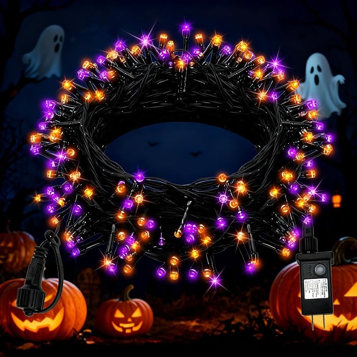 Halloween String Lights Plug in,33FT 100 LED String Lights with 8 Modes & Timer, Halloween Decora... | Amazon (US)
