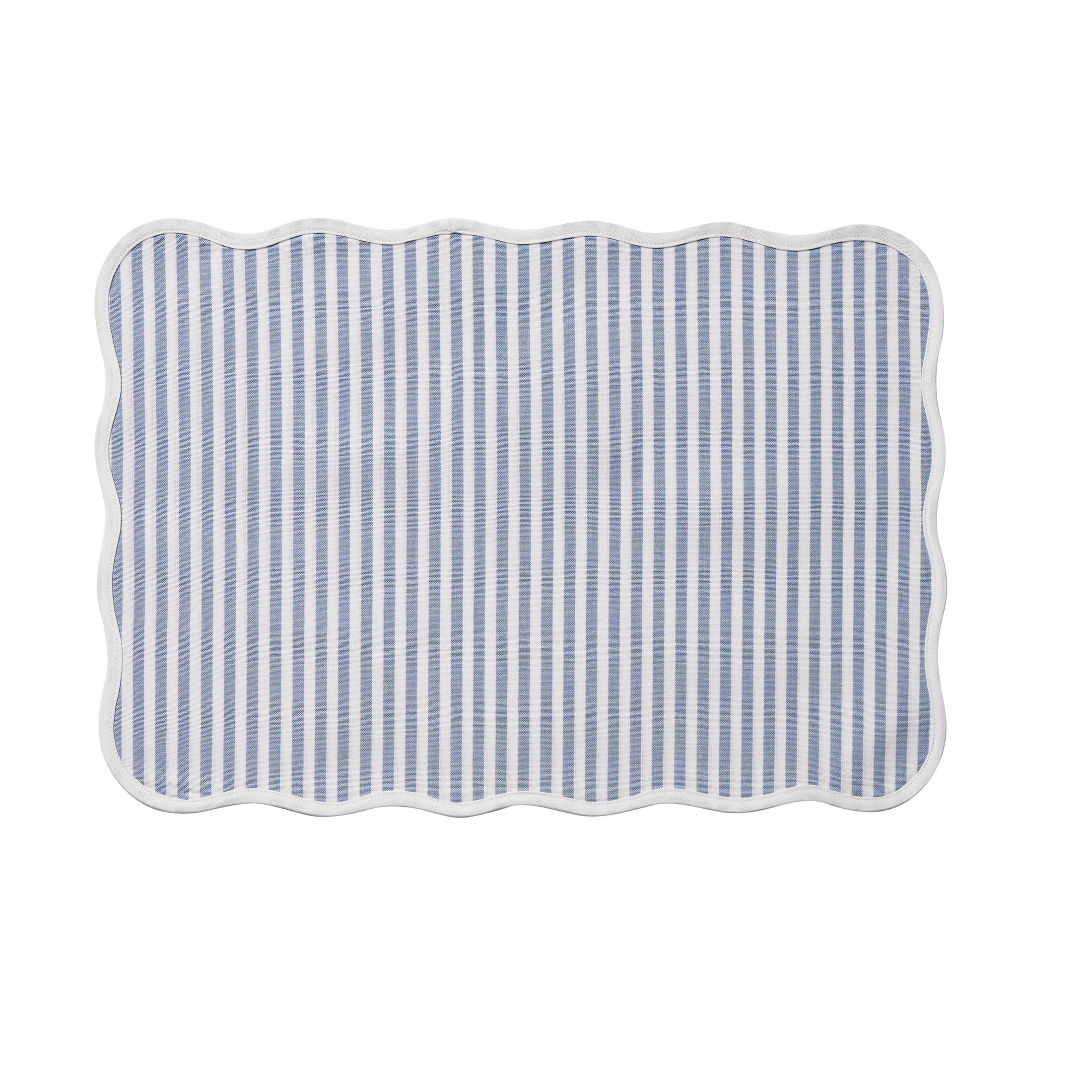 Striped Cotton Scallop Table Placemat, Blue and White, 20" x 14", by My Texas House | Walmart (US)