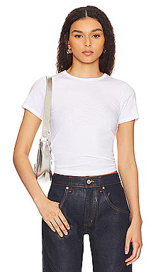 Good American Slim Fitted Tee in Cloud White001 from Revolve.com | Revolve Clothing (Global)