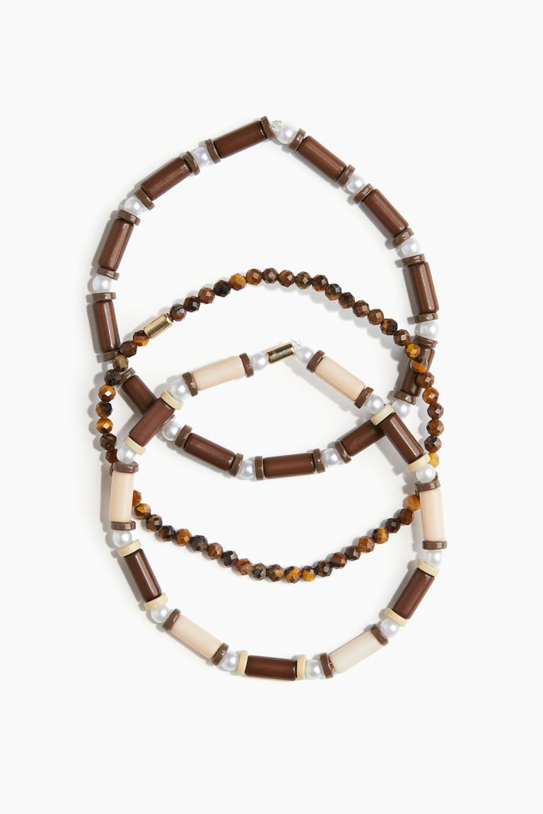 3-pack beaded bracelets - Brown - Men | H&M GB | H&M (UK, MY, IN, SG, PH, TW, HK)