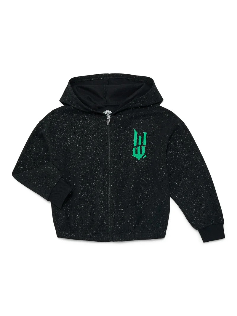 Wicked: For Good Elphaba Girl's Full Zip Galaxy Fleece Graphic Hooded Sweatshirt , Sizes 4-16 | Walmart (US)
