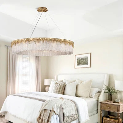 23.6"/40" Modern Luxury Crystal Chandelier Gold Round Pendant Lights For Dining Room | Wayfair North America