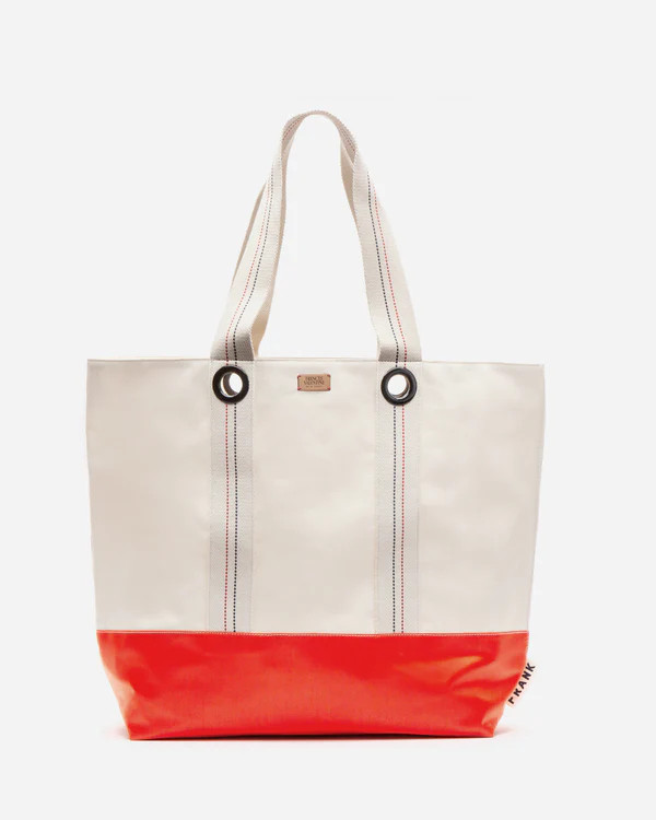 Summer XL Canvas Tote - Natural/Orange | Frances Valentine
