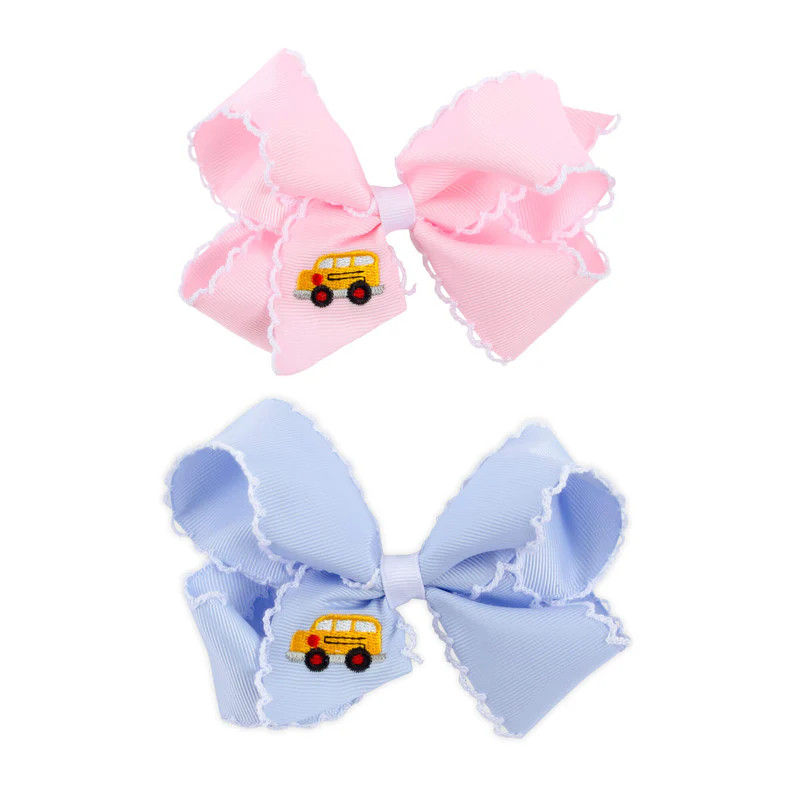 Bus Embroidered Moonstitch Hair Bow | Classic Whimsy