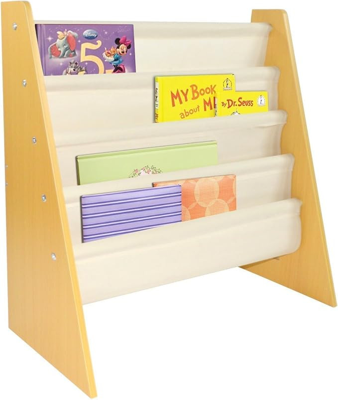 Pidoko Kids Sling Bookcase | Wooden Children's Bookshelf with Pocket Storage Book Rack (Natural) | Amazon (US)