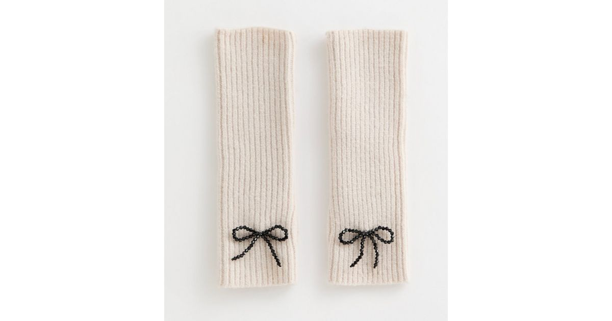 Cream Bow Embellished Arm Warmers | New Look | New Look (UK)