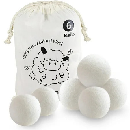 Wool Dryer Balls 6 Pack, Reusable, Reduce Wrinkles and Decrease Drying Time, Hypoallergenic | Walmart (US)