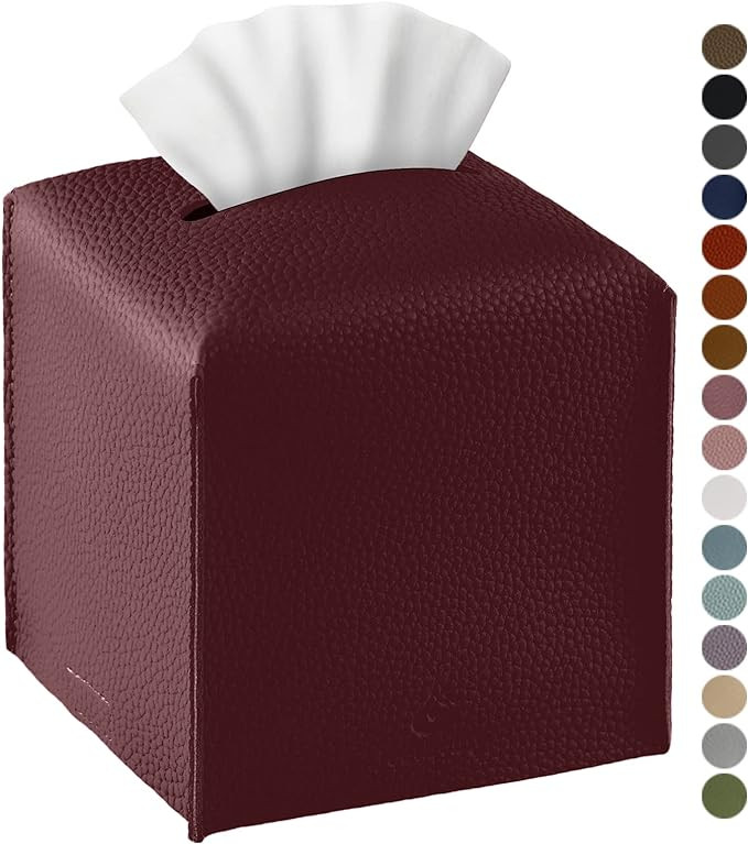 Tissue Box Cover, Jeethemy Square PU Leather Tissue Box Holder, Modern Tissue Case Facial Paper O... | Amazon (US)
