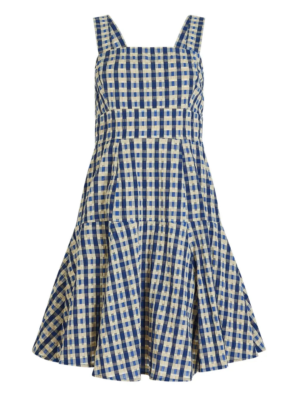 Rosie Assoulin seersucker checked skater dress - Blue | Farfetch Global