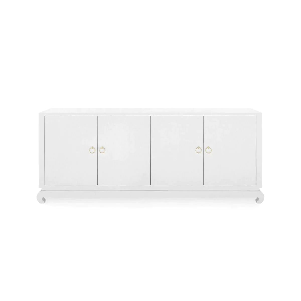 Meredith Extra Large 4-Door Cabinet in Chiffon White Lacquered Grasscl | The Well Appointed House, LLC