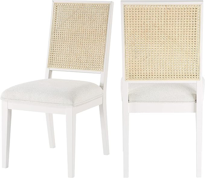 Meridian Furniture 705White-C Butterfly Collection Mid-Century Modern Dining Chair, Solid Wood Wh... | Amazon (US)