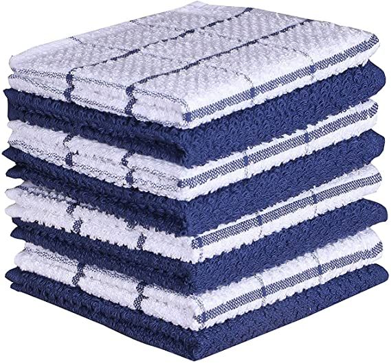 AMOUR INFINI Cotton Terry Kitchen Dish Cloths | Set of 8 | 12 x 12 Inches | Super Soft and Absorb... | Amazon (US)