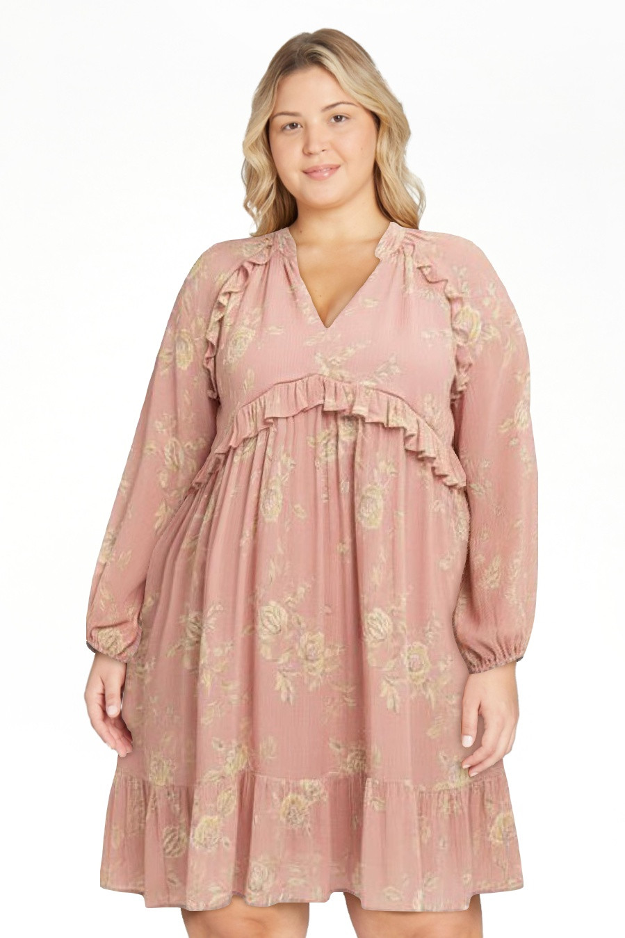 Jessica Simpson Women's Plus Calanthe Ruffle Mini Dress, Sizes 0X-4X | Walmart (US)