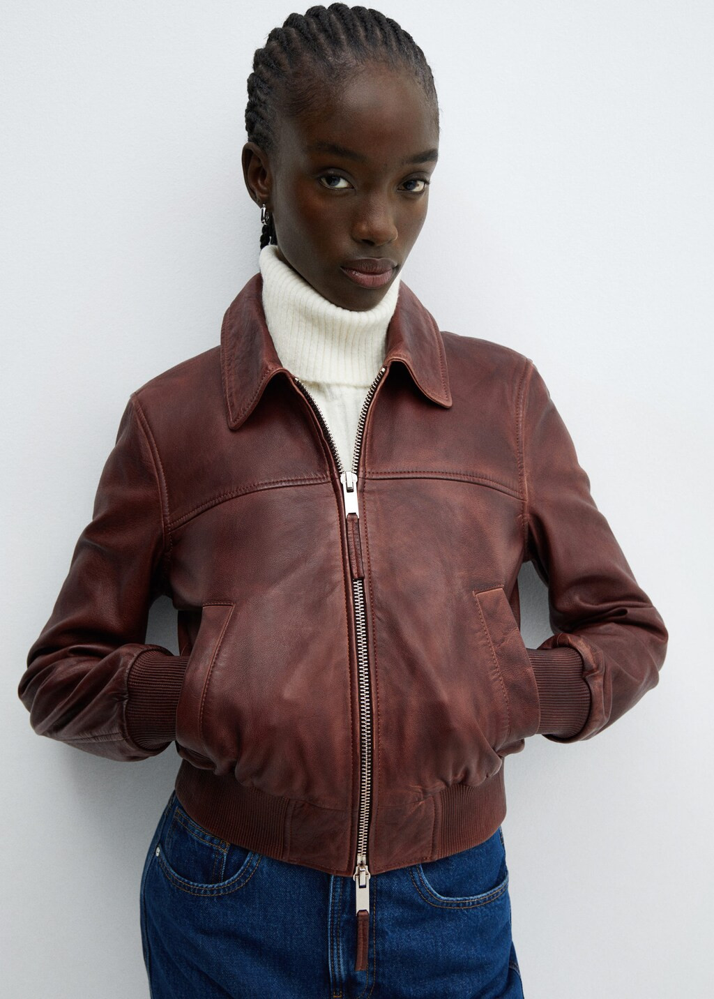 100% leather jacket -  Women | Mango USA | MANGO (US)