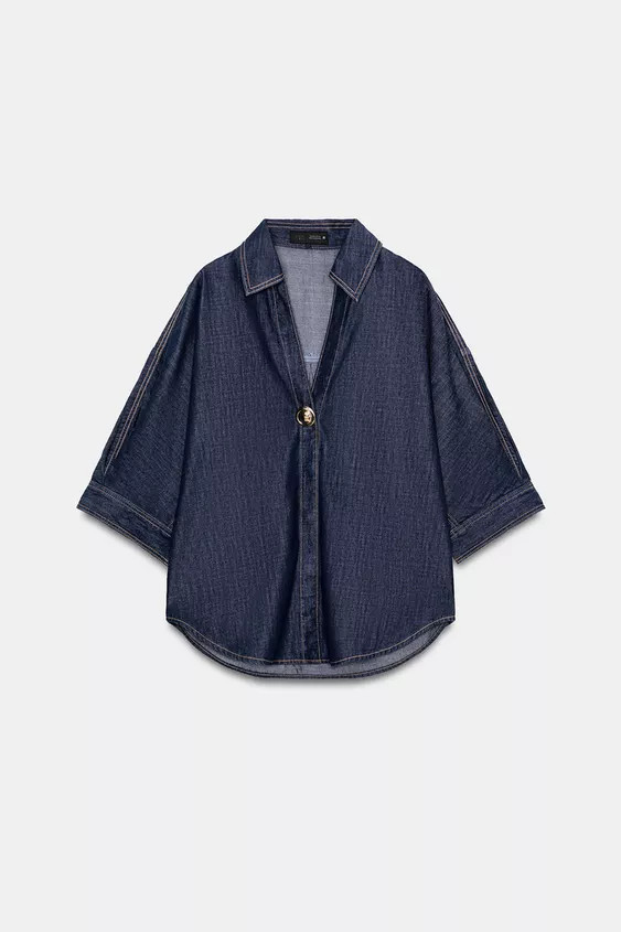 Z1975 DENIM SHIRT WITH GOLD APPLIQUÉ | Zara UK