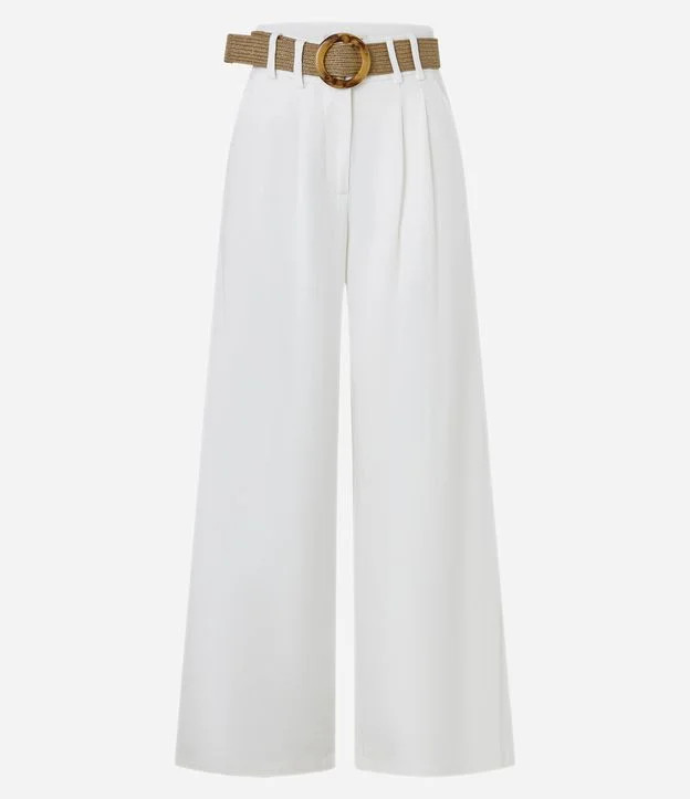 Calça Wide Leg em Viscolinho com Pregas Branco - Lojas Renner | Renner (BR)