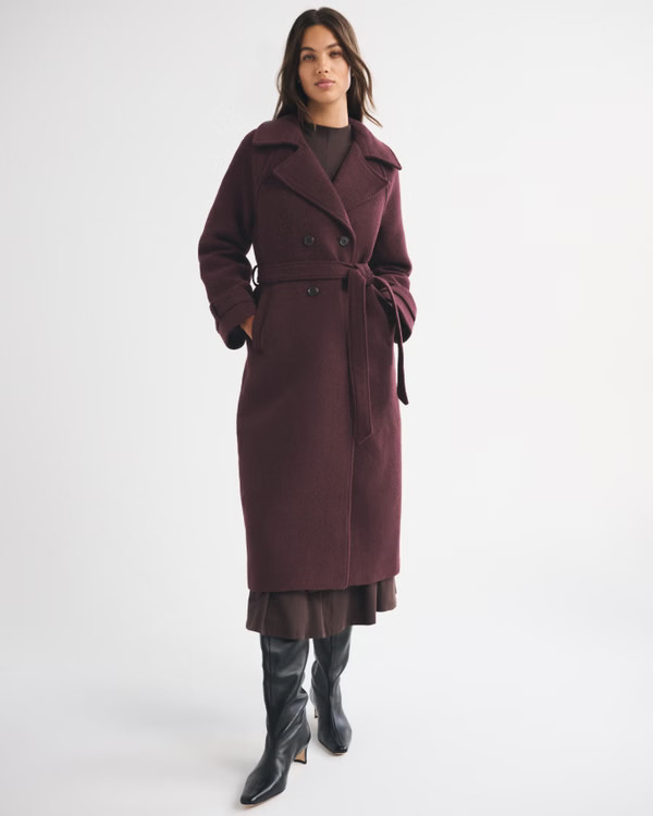 A&F Carrie Wool-Blend Trench Coat | Abercrombie & Fitch (US)