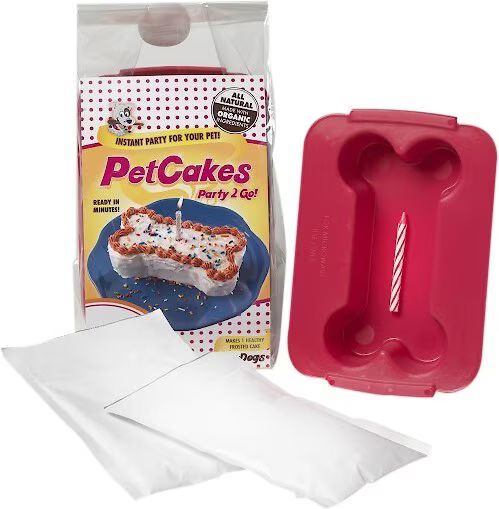 PetCakes Carob Flavor Microwavable Birthday Cake Mix Kit With Bone Shaped Pan Dog Treats, 4.6-oz ... | Chewy.com