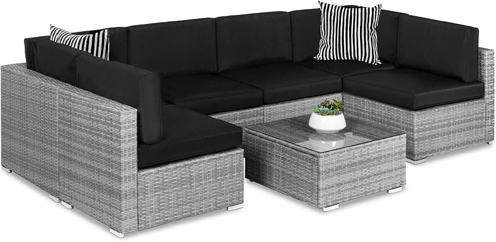 Best Choice Products 7-Piece Modular Outdoor Sectional Wicker Patio Conversation Set w/ 2 Pillows... | Amazon (US)