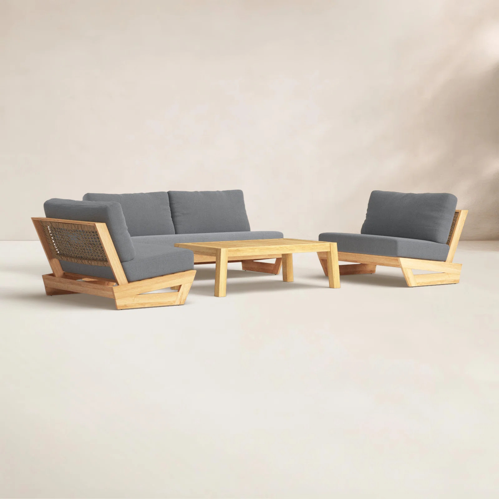 Hadria Teak 4 - Person Patio Conversation Set with Sunbrella® Cushions | Birch Lane