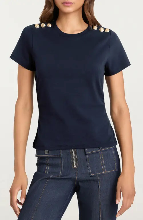 Cinq à Sept Jasper Cotton Blend Top in Navy at Nordstrom, Size Small | Nordstrom