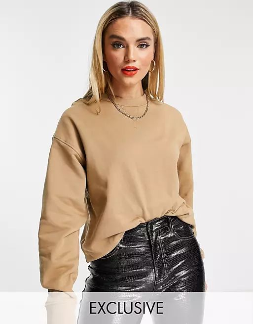 Selected Exclusive organic cotton oversized sweatshirt in tan - part of a set | ASOS | ASOS (Global)