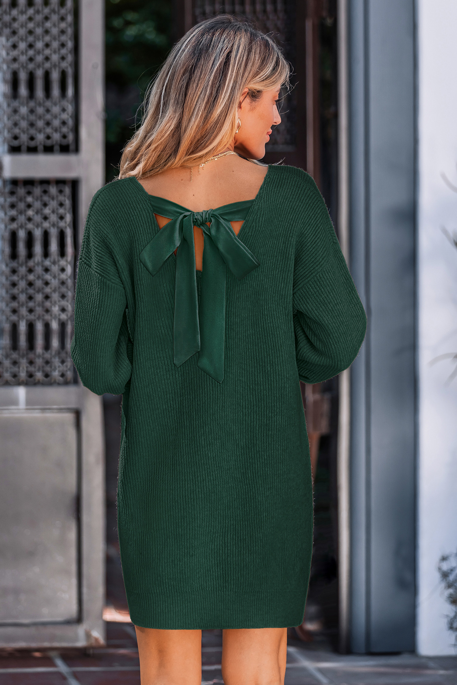 Bow & Behold Green Sweater Dress - L | Cupshe US