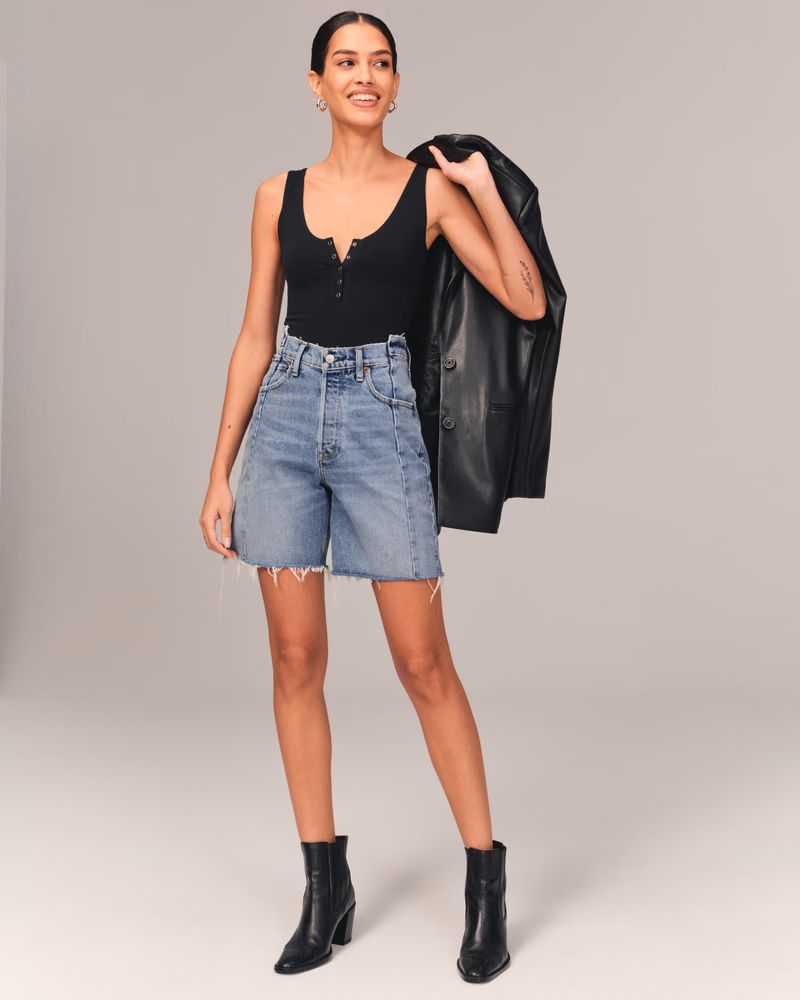 Women's High Rise 7 Inch Dad Shorts | Women's Bottoms | Abercrombie.com | Abercrombie & Fitch (US)