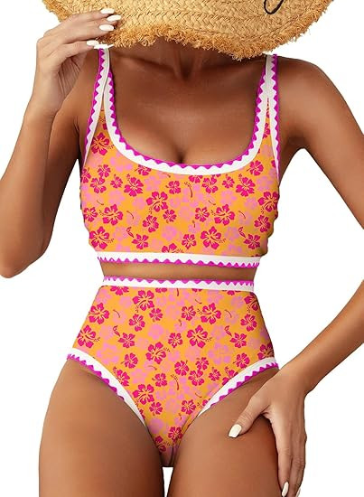 Amazon.com: Herseas 2 Piece Bikini Sets for Women Contrast Binding Cute Floral Swim Suits 2026 Tu... | Amazon (US)