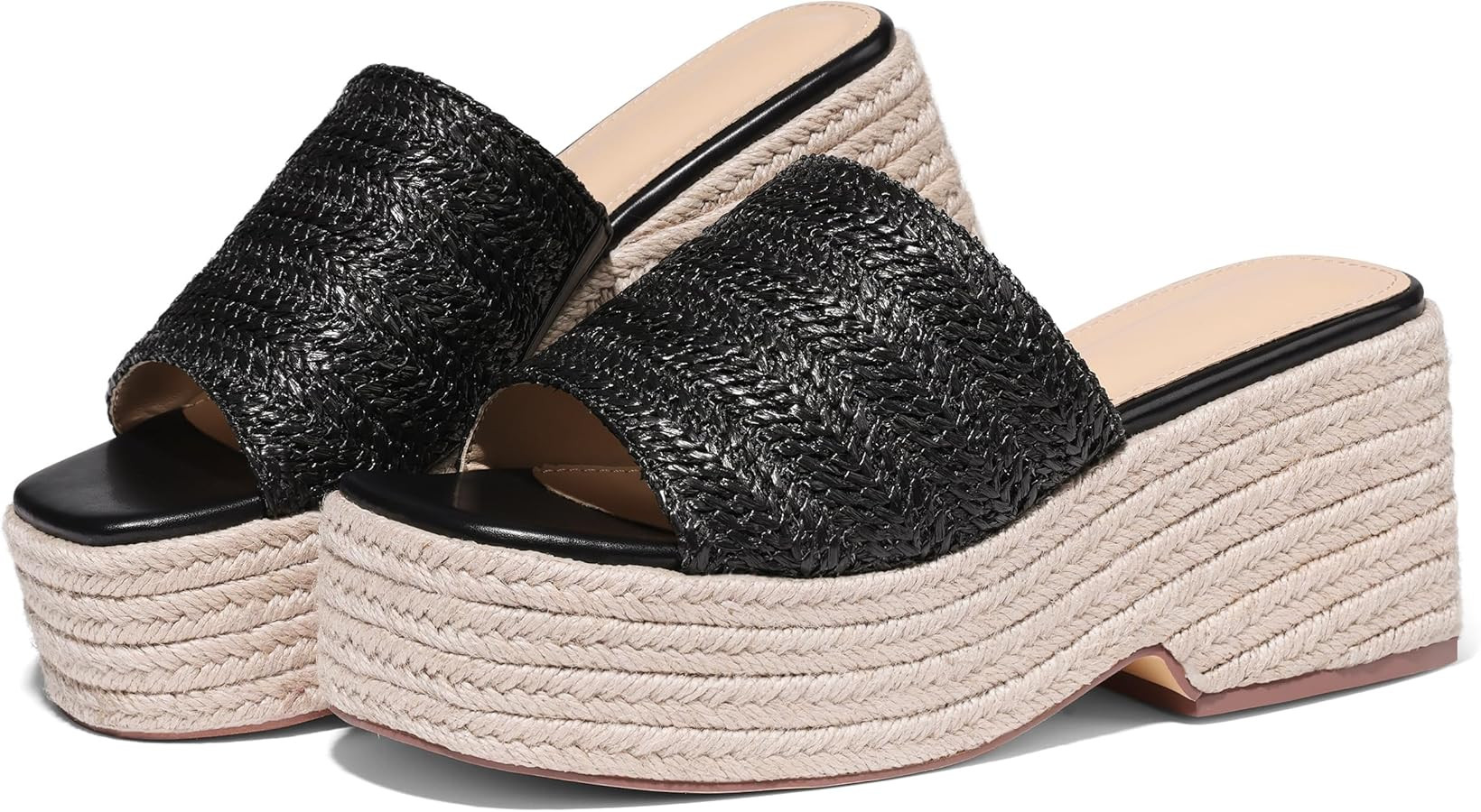 Amazon.com | EQAUDES Platform Wedge Espadrille Sandals for Women Cute Summer Beach Sandal Woven S... | Amazon (US)