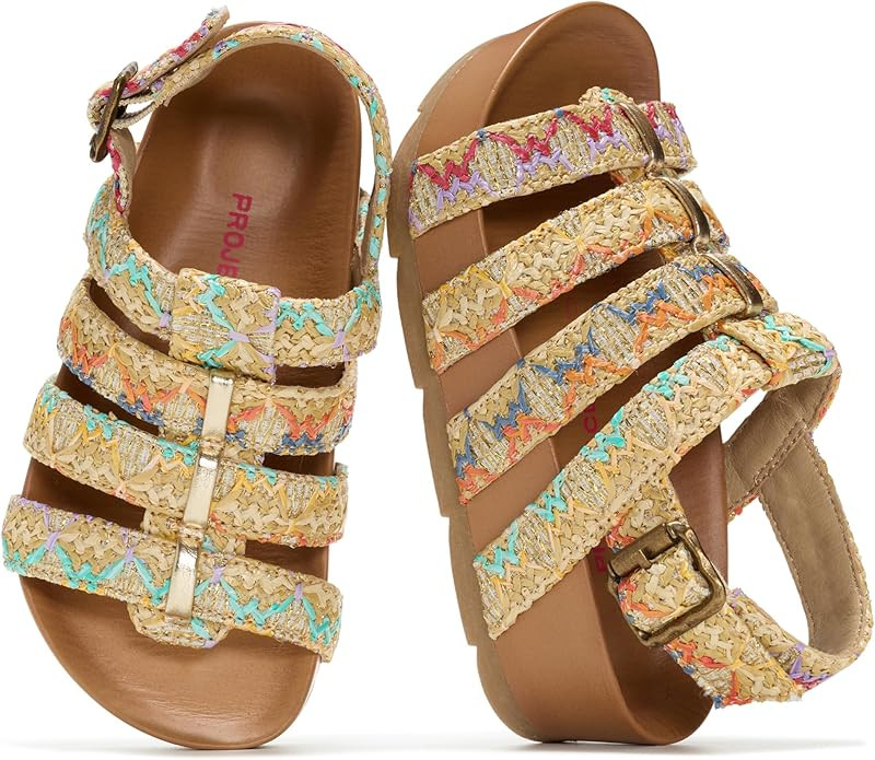 Project Cloud Platform Kids Sandals - Eco-Crafted Leather Girls Sandals Non Slip with Adjustable ... | Amazon (US)