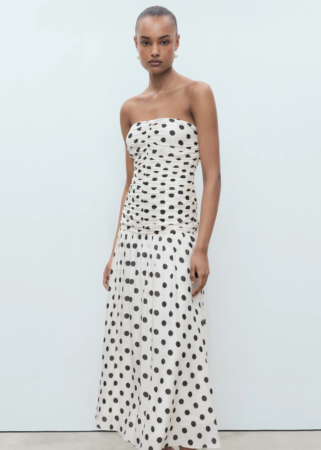 Polka-dot dress with draped body - Women | MANGO USA | Mango (US/MX/AU)