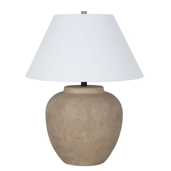 Cooper Ridge Ceramic 26" Table Lamp with Linen Shade, Light Grey Concrete-like | Walmart (US)