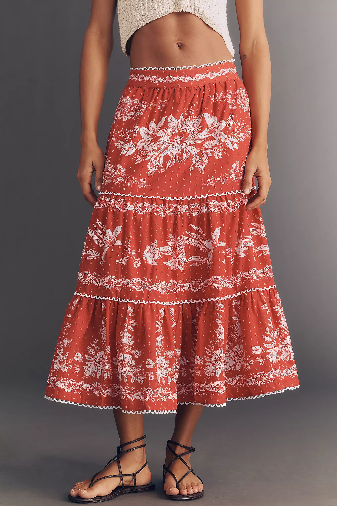 Farm Rio Tiered Floral Maxi Skirt | Anthropologie (US)