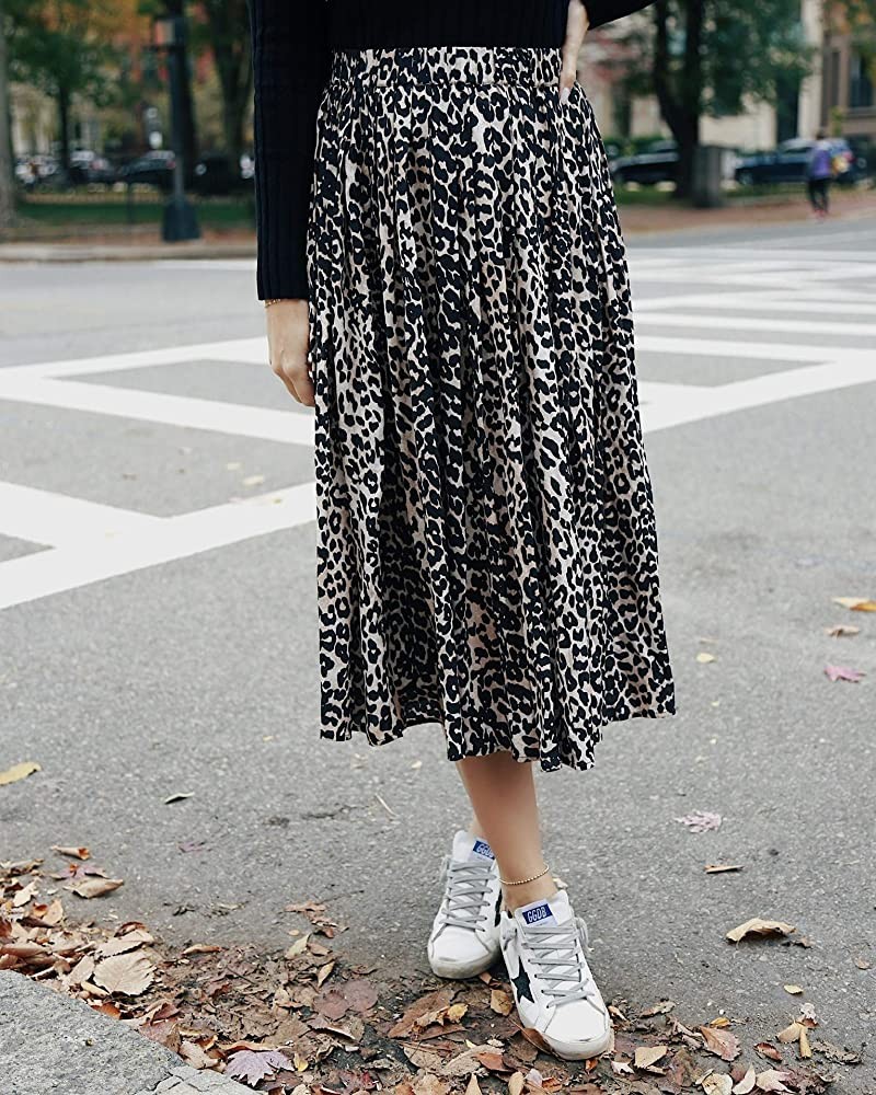 Amazon.com: The Drop Women's Leopard Print Pleated Pull-On Midi Skirt by @somewherelately, S: Clo... | Amazon (US)