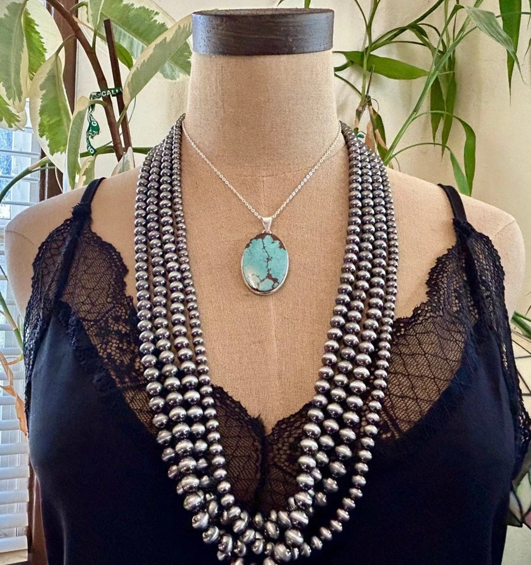 Western Pearls 4 Strand Necklace and Earrings Beaded Silver Pearl Necklace Western Pearl Earrings... | Etsy (US)