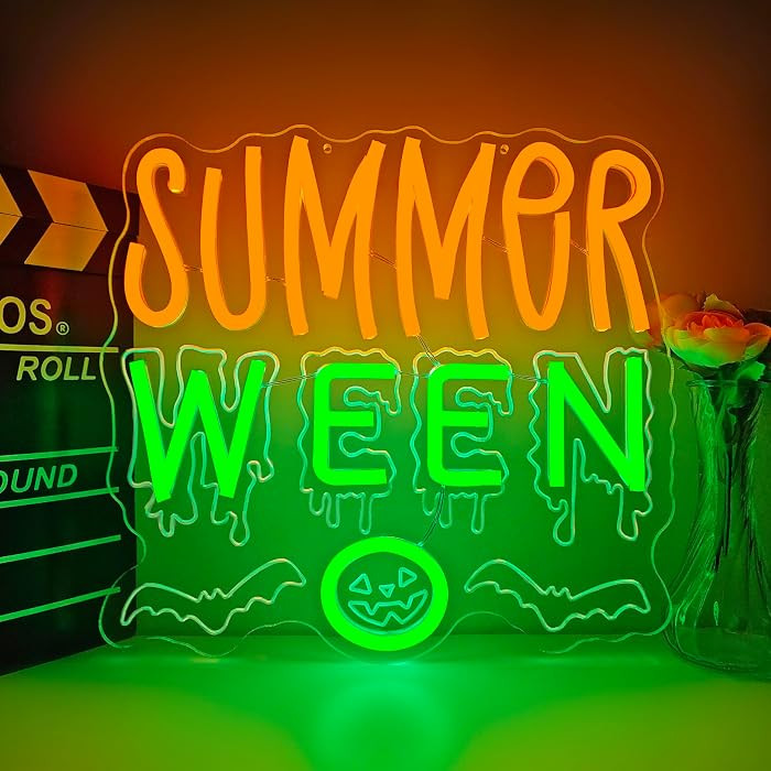 Summer Halloween Neon Sign Summer Ween Neon Light for Party Dimmable Led Backdrop for Birthday Ha... | Amazon (US)