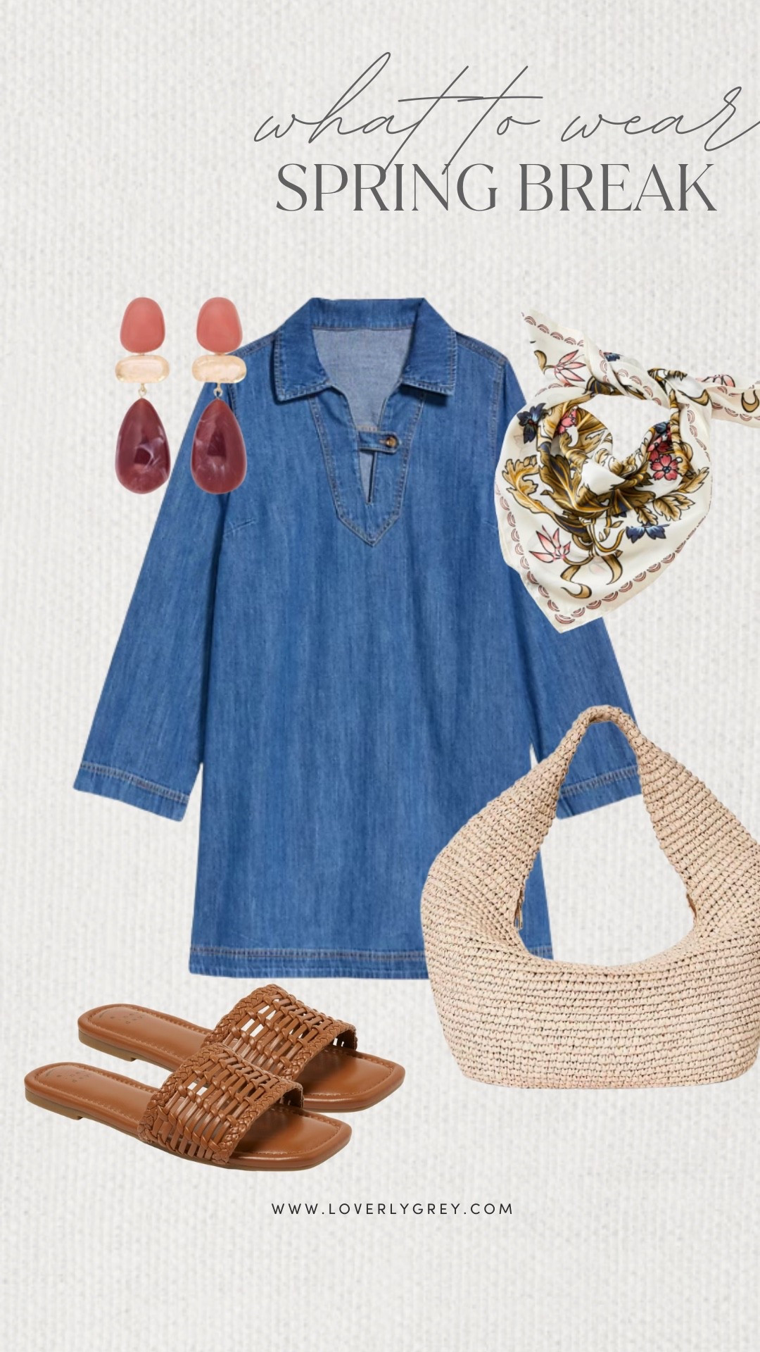 Loverly Grey, what to wear for spring break! I am loving this denim dress from old navy that is only $30! I’d pair the look with beaded earrings, a floral scarf, and a pair of flats! Loverly Grey, what to wear, spring break 

#LTKgrwm #LTKSeasonal #LTKootd