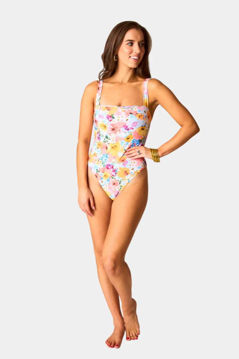 Keke Square Neck One-Piece Swimsuit - Free Love | BuddyLove
