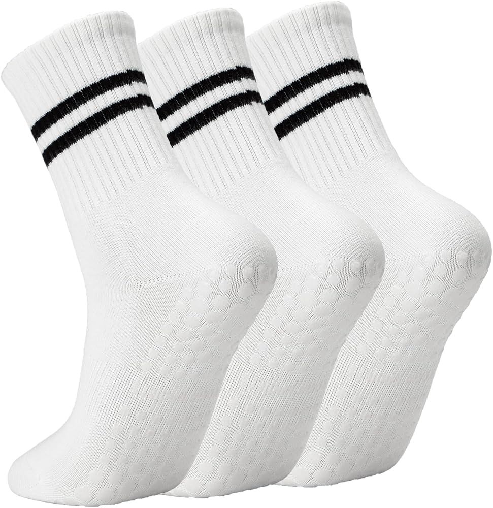 Lacholin Yoga Pilates Socks with Grips for Women, Non Slip Grip Cotton Socks for Barre, Ballet, D... | Amazon (US)