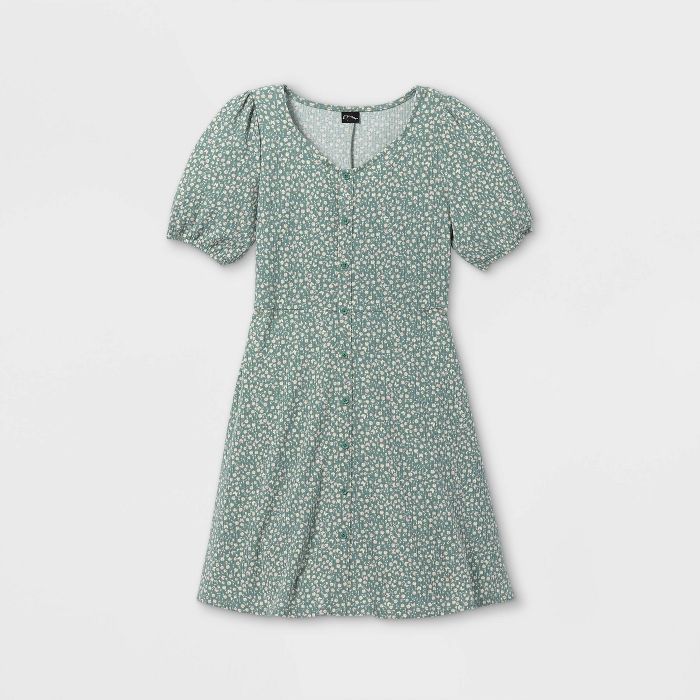 Girls' Button-Front Short Sleeve Knit Dress - art class™ | Target