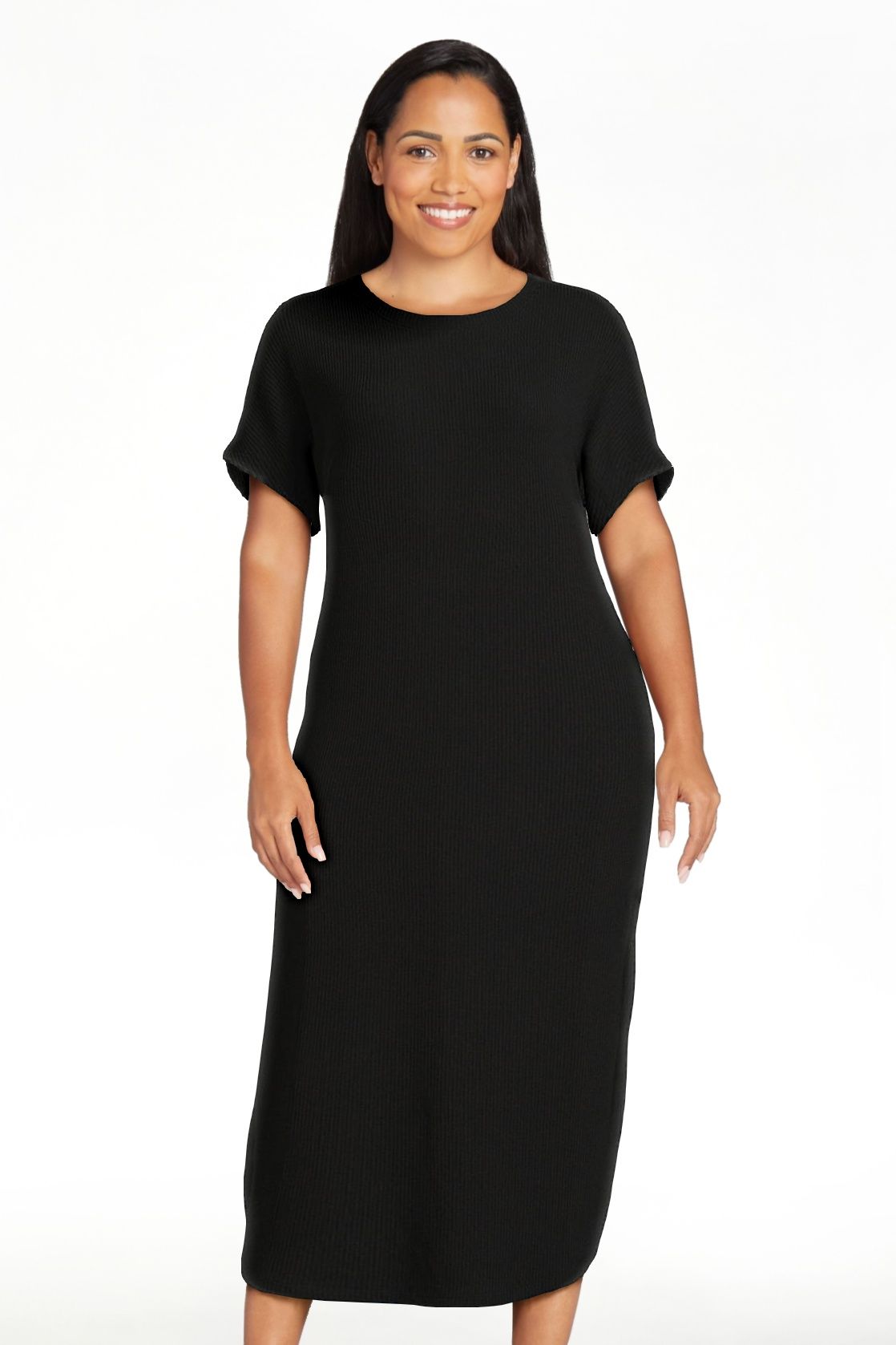 Time and Tru Women's Short Sleeve Ribbed Maxi Dress | Walmart (US)