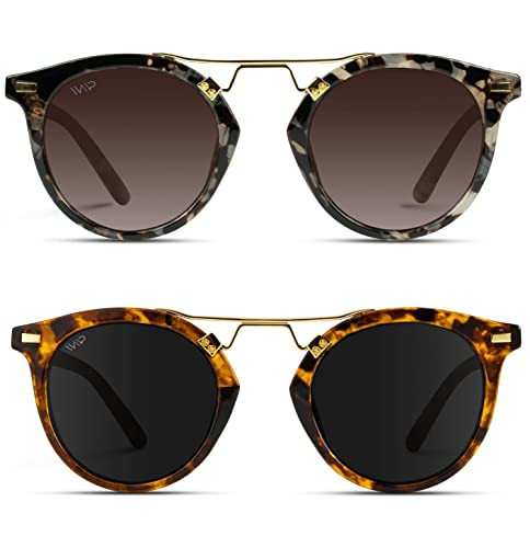 WearMe Pro Bundle of 2 - Polarized Round Vintage Fashion Sunglasses | Amazon (US)