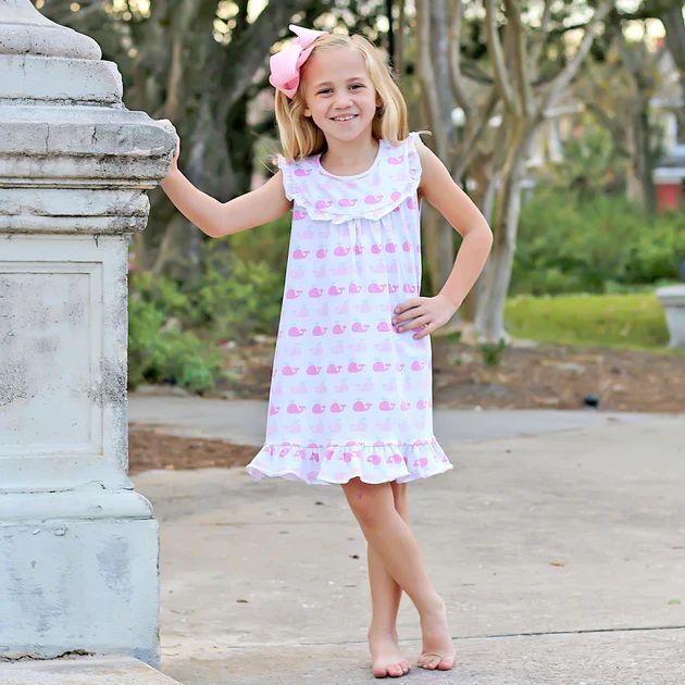 Pink Whale Print Knit Gown | Classic Whimsy