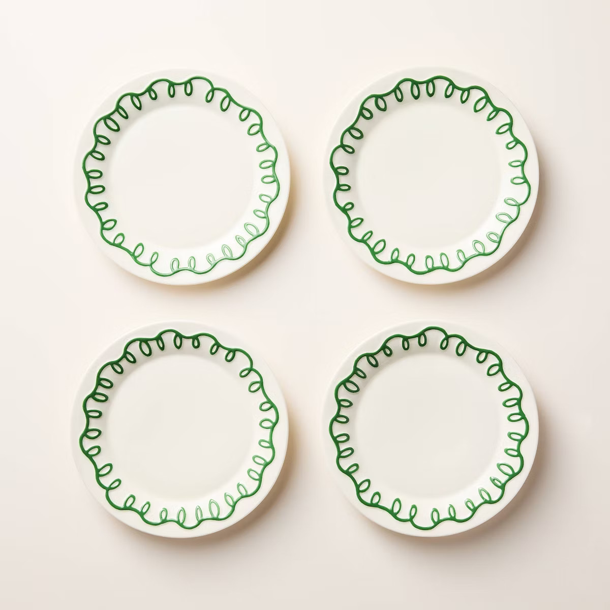 4pc Ceramic Dessert Plates Cream/Green - kate spade new york x Target | Target