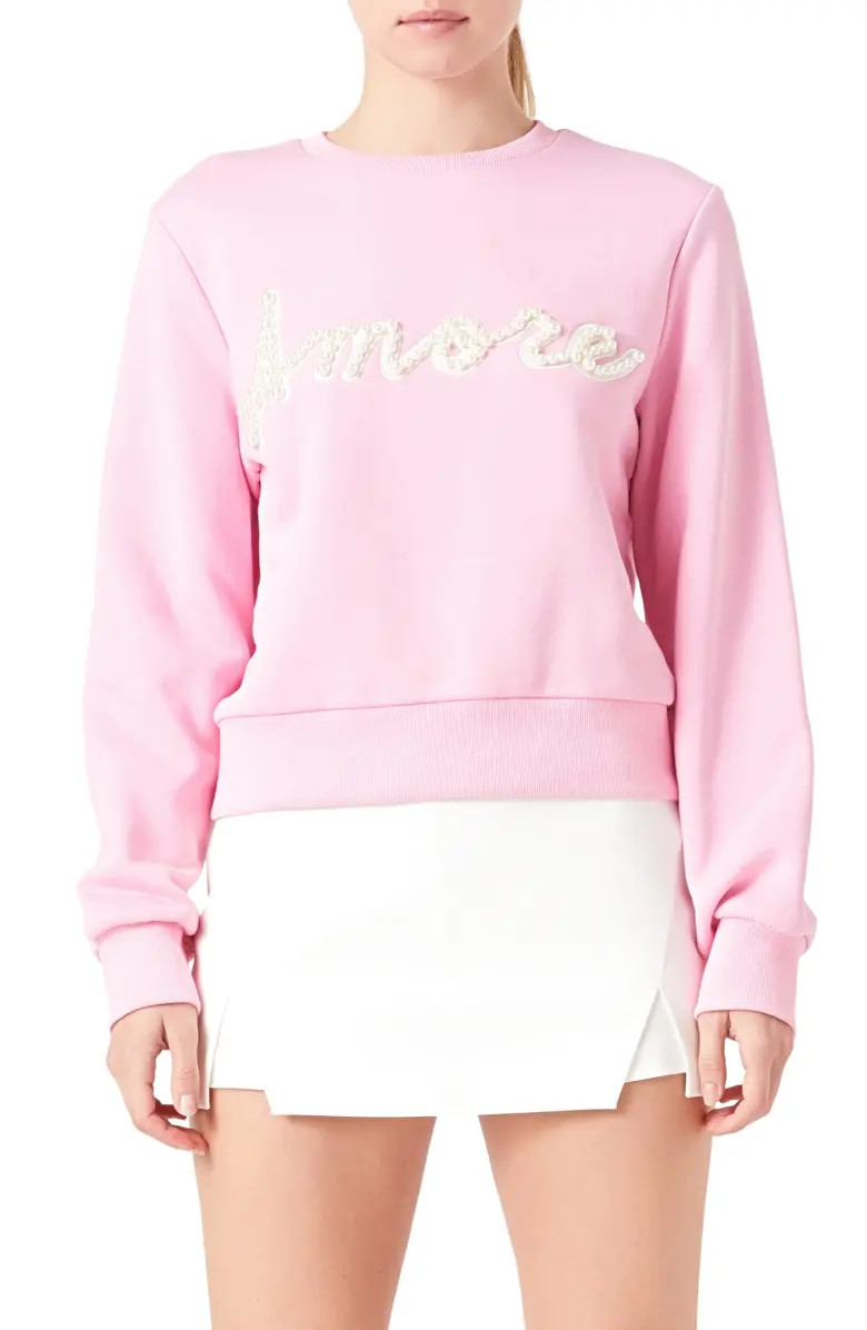 Amore Pearly Beaded Sweatshirt | Nordstrom